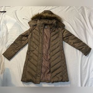 Kenneth Cole Down Filled Longline Puffer Coat Mocha Women’s Size Small